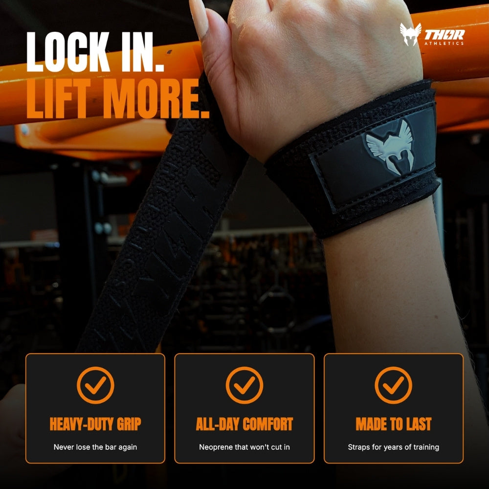 Beste Lifting Straps met Extra Grip | Zwart op Zwart