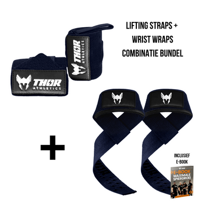 viking blue lifting straps en viking blue wrist wraps combinatie bundel