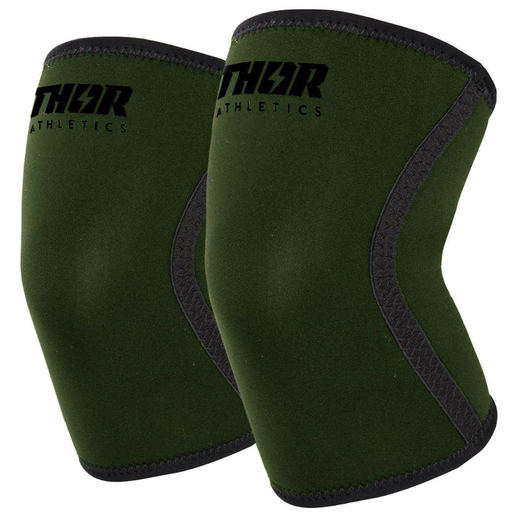 Army Green 7mm Knee Sleeves - Thor Athletics