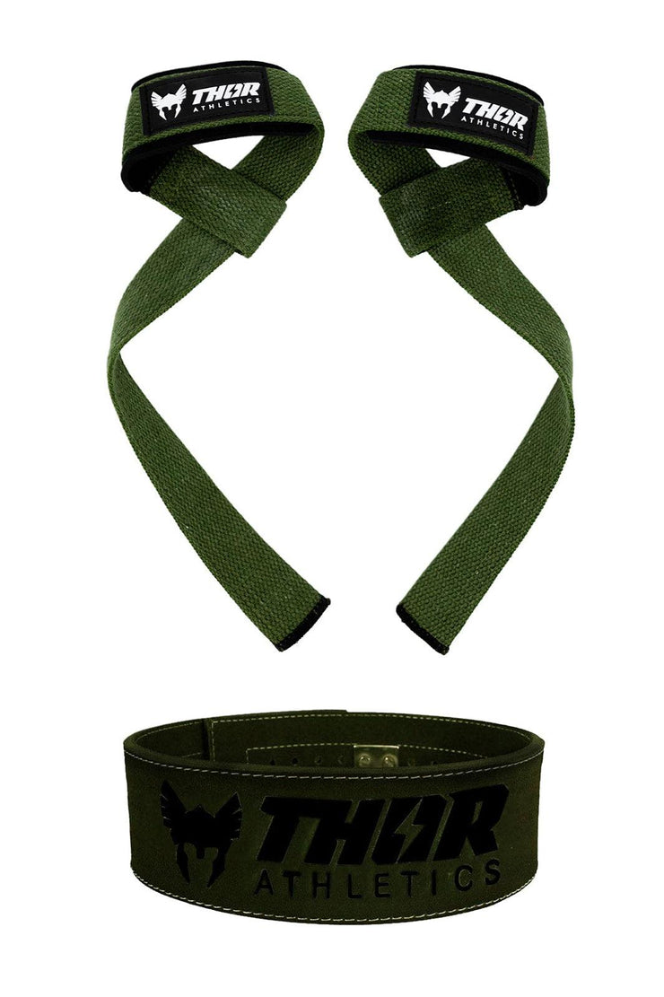 Army Green Lifting Belt + Lifting Straps - Thor Athletics