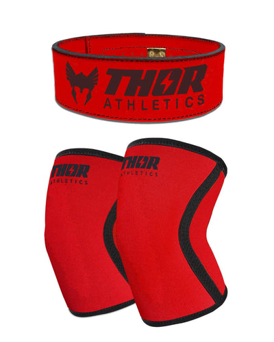 Red Edition Powerlift Riem + Knee Sleeves - Thor Athletics