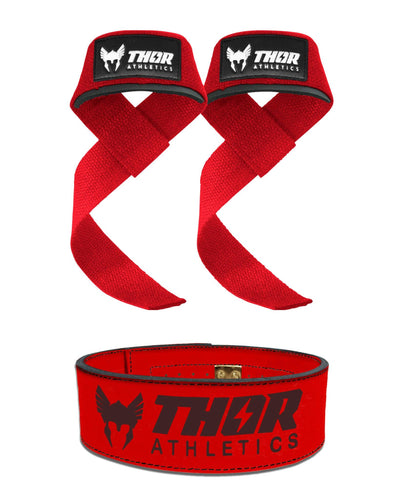 Red Edition Powerlift Riem + Lifting Straps - Thor Athletics